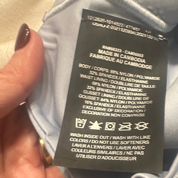 Nike Small Go Dri Fit Soft Gray/Light Blue Performance Leggings - Picture 3 of 7